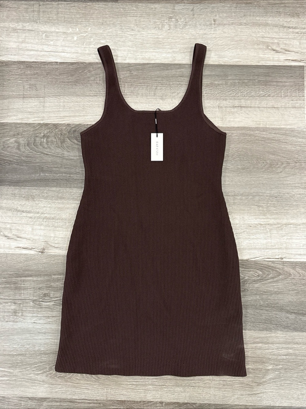 Babaton Ribbed Tank Dress - Dark Brown